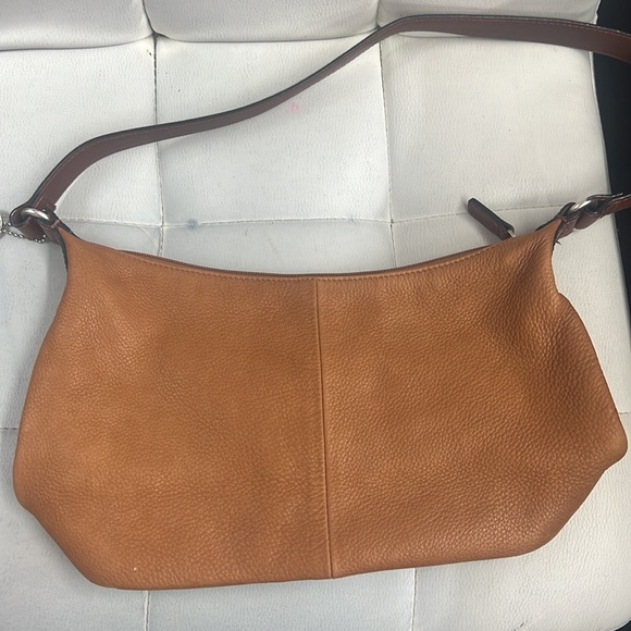 Vintage Fossil Brown Leather Shoulder Bag Saddle Tan Zip Top - Picture 3 of 6